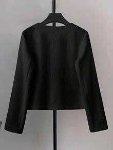 Franclia 女士优雅提花针织长袖金属纽扣大衣，秋冬女装