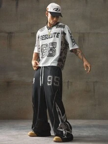 AXEPEAK Men's Fashion Streetwear Short Sleeve T-Shirt + Casual Streetwear Pants Set