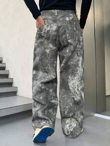 DAZY بنطلون جينز كاجوال بتأثير صبغة التعادل، متعدد الألوان، أسلوب الشارع، خريفي - متعدد الألوان - مشاهدة 2