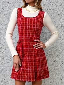 RueChic Women's Plaid Dress - Red - View 5