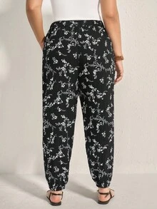 Comfylo Plus Ditsy Floral Slant Pocket Pants Fall Women Clothes Fall Clothes Plus Size Fall Outfits For Women  Fall Outfits Women