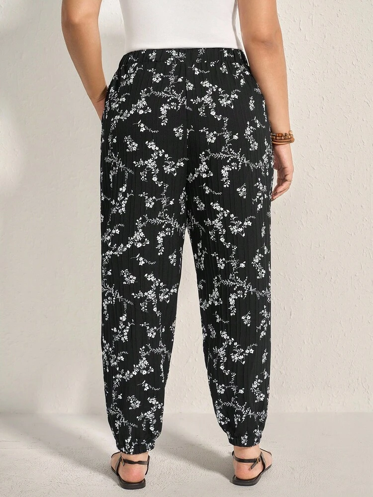 Plus Ditsy Floral Slant Pocket Pants Fall Women Clothes Fall Clothes Plus Size Fall Outfits For Women  Fall Outfits Women