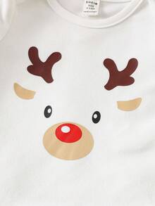 SHEIN 5件套新生儿男女通用可爱休闲针织圣诞鹿卡通图案长袖连体衣，婴儿冬季服装，我的第一个圣诞节 - 彩色 - 查看 9