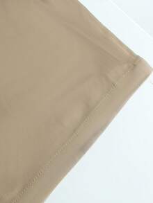 Manfinity Hypemode 男士纯色褶皱阔腿宽松休闲裤，秋季 - 卡其色 - 查看 4