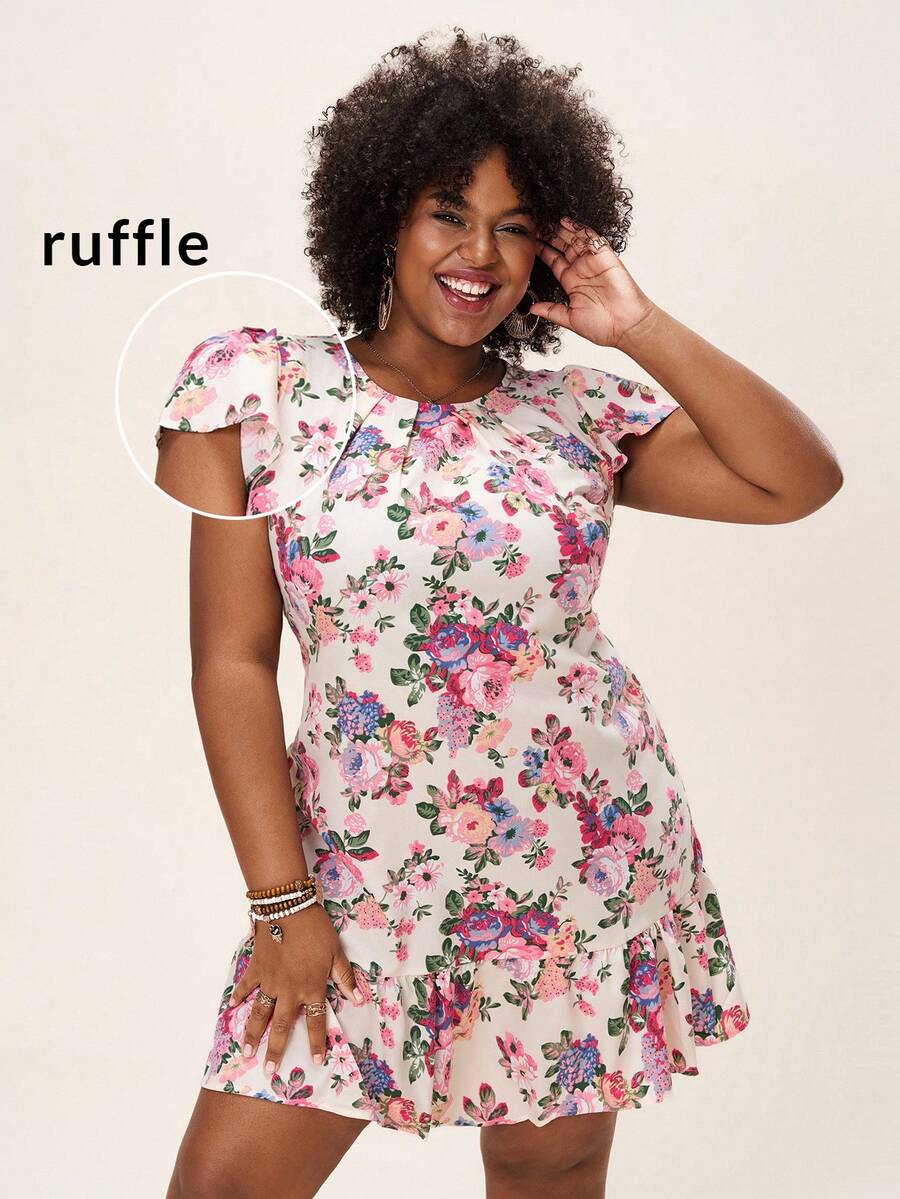 Comfylo Váy xòe in hoa cỡ lớn thường ngày, trang phục mùa hè cho nữ, trang phục dự tiệc mùa xuân, trang phục lễ hội, trang phục nghỉ lễ, trang phục đi nghỉ cho phụ nữ, trang phục đi nghỉ cho phụ nữ - Nhiều màu - Xem 1