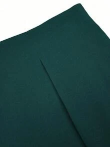 Elenzga Plus Size Women's Business Commuting High-Waisted I-Pleat Waist Straight Pants