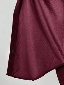 SHEIN Maternity Loose Corduroy Faux Pocket Vest Jacket, Autumn Winter - Burgundy - View 6