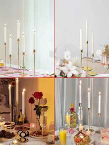 X WOTP 3pcs/Set Iron Candle Holder, Home Decor For Everyday Use - Gold - View 3