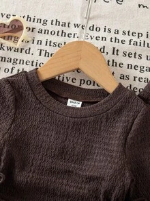 SHEIN Baby Girls Casual Versatile Solid Color Knit Long Sleeve T-Shirt Set Fall Winter