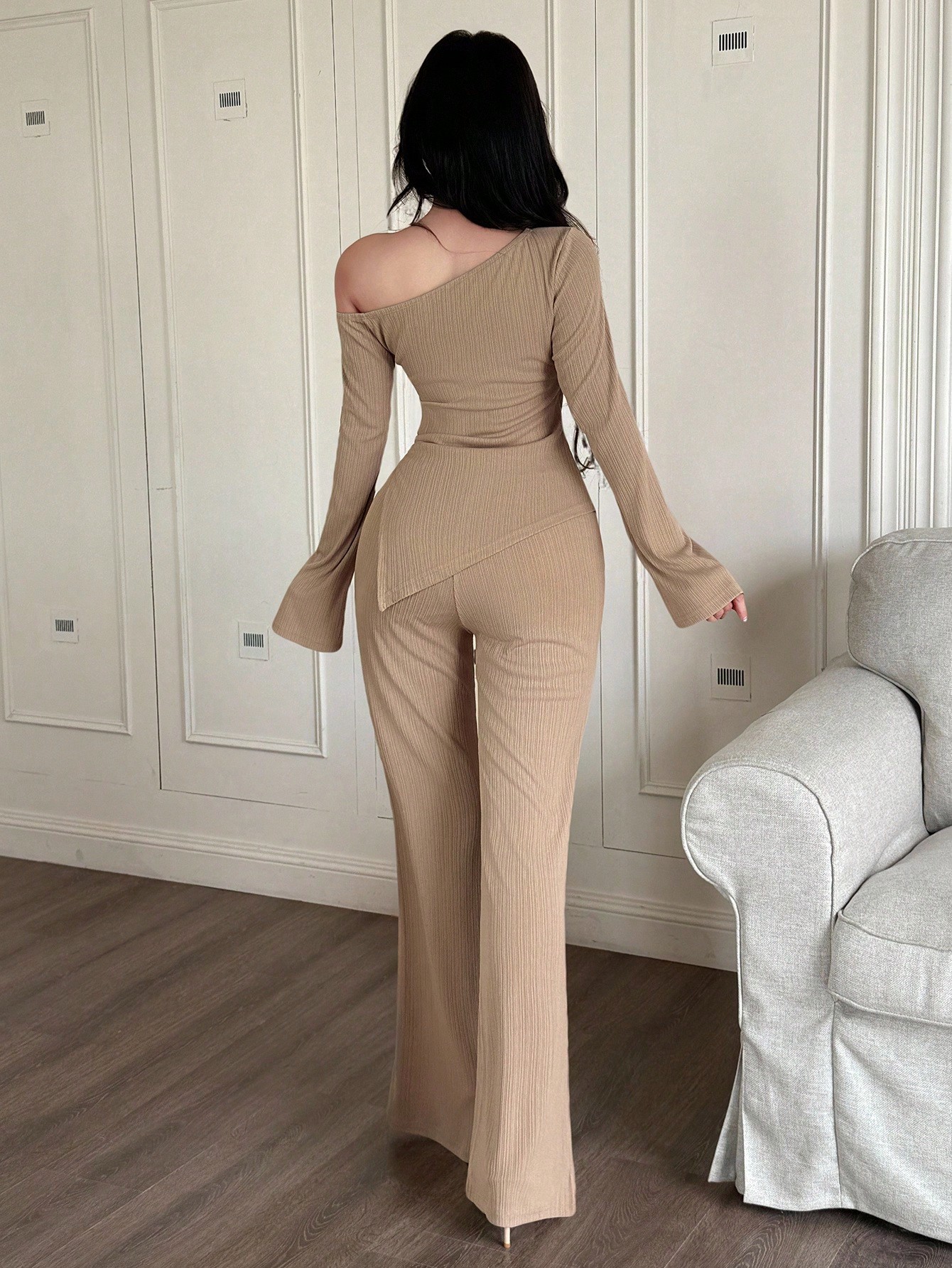 Feyla طقم ملابس علوية وبنطلون للنساء من قطعتين، مل...