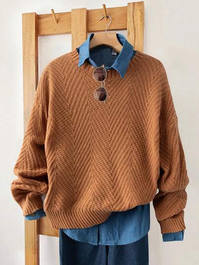 GlowEve 女士休闲纯色落肩毛衣，秋冬