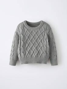 Maija Kids 女童复古休闲独特设计套头针织毛衣，秋冬 - 淺灰色 - 查看 3