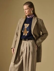 Briarwyn Casual Bear Embroidery Crew Neck Sweatshirt, Autumn/Winter,Fall For Women,Fall For Women,Old Money Style - Royal Blue - View 5