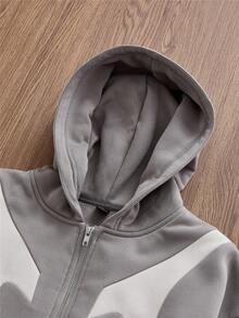 EASEVO Plus Size Men's Casual Contrast Color Hooded Sweatshirt, Fall, Winter