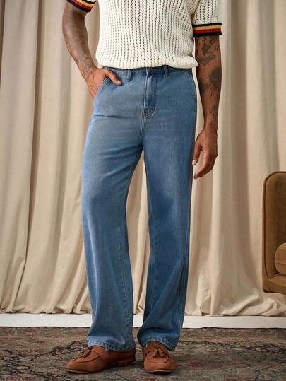 Manfinity Homme 大码男士浅色休闲宽松牛仔裤