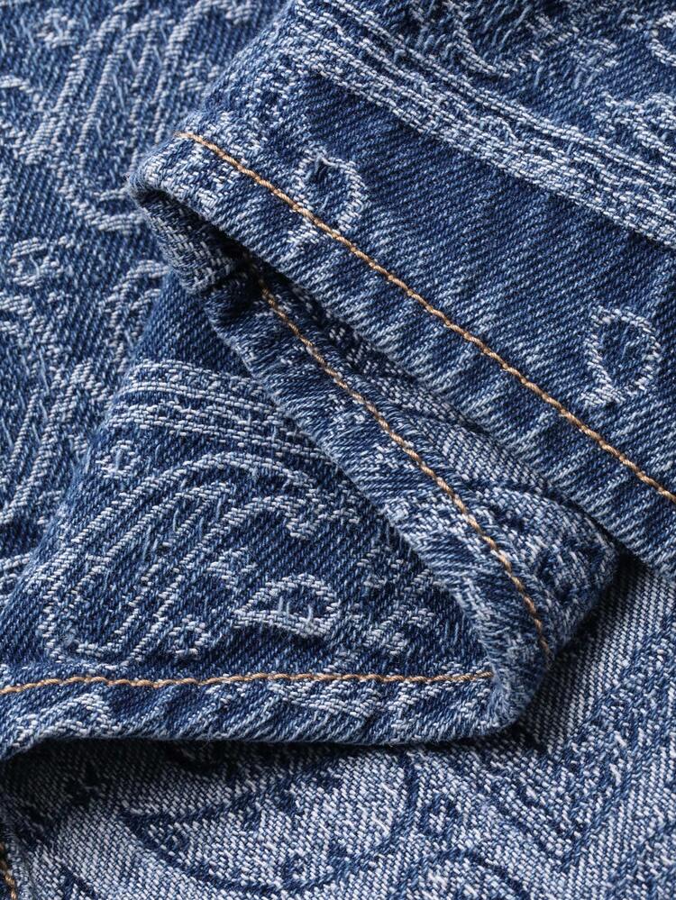 Men's Floral Patterned Denim Jacket, Autumn