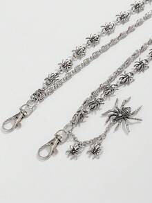 ROMWE Fairycore 1pc Fashionable Punk Spider Waist Chain, Men's Gothic Personalized Body Chain, For Pants Decoration, Halloween Gift - Silver - View 3