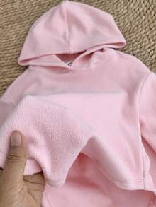 LMoss Kids LMoss 2pcs Baby Girl Solid Color Hooded Sweatshirt And Leggings Set,Winter Clothes,Winter Set Fall - Pink - View 3