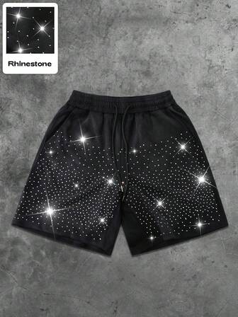 Street Life Pantaloncini casual da uomo con stampa zebrata e decorazioni in strass, adatti per la primavera/estate