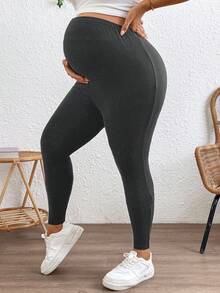 Plussiva Fall Clothes,Autumn Clothes,Maternity Autumn/Winter Clothes Adjustable Waist Solid Color Slim Fit Maternity Pants - Dark Grey - View 3