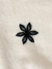 SHEIN Girls' Crew Neck Long Sleeve Knit Sweater,White,Autumn,Cute,Holiday,Back-To-School,Hand-Embroidered Floral Design,Apricot Fashionable Versatile Daily - Apricot - View 3