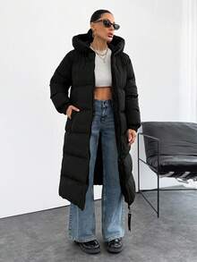 EURMUSE Premium Qualität, Wärmefunktion, großer Zipper Daunenparka - Schwarz - Übersicht 1