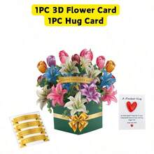 2Pcs/1set 3D Pop-Up Multi-Purpose Cards-Greeting Thank You Cards Birthday Cards With Laser-Cut Flowers,Back To School Essential,School Supplies For Teacher's Day,Handmade Textured Bouquet With Blank Note Card And Envelope For Birthday, Mothers Day, Wedding, Graduation, Anniversary,Thank You Gifts For Lovers Women Teachers Gifts- Summer Celebration - Multicolor - View 15