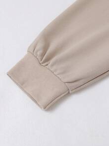 Manfinity Sudadera casual con gráfico de eslogan para hombres en otoño e invierno - Caqui - Ver 5