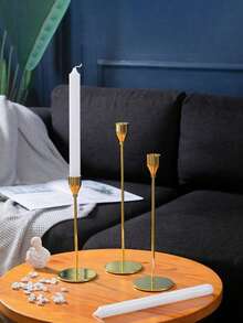 X WOTP 3pcs/Set Iron Candle Holder, Home Decor For Everyday Use - Gold - View 5
