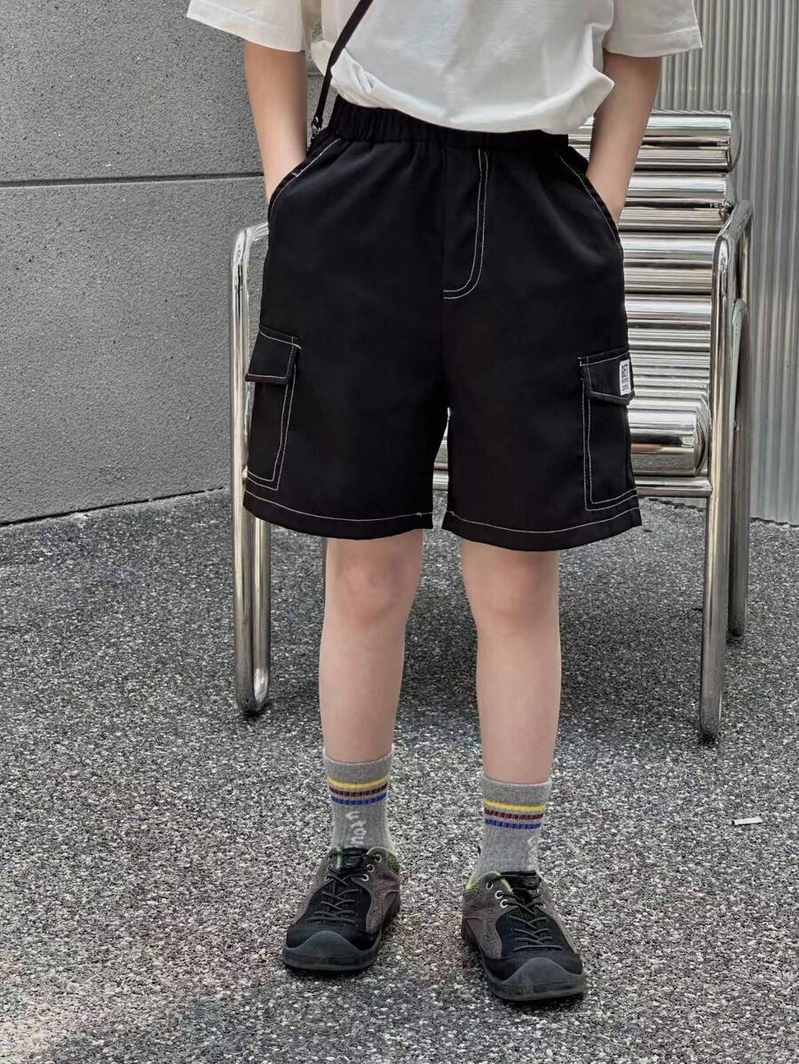 Mirajuku Tween Boy Topstitching Design Pocket Loose Casual Shorts