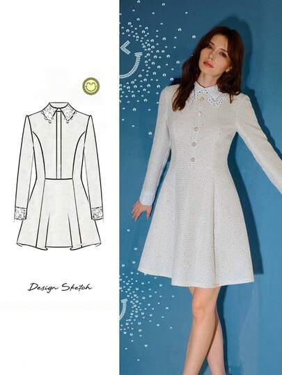 MOTF S.W.Smiley x MOTF PREMIUM VESTIDO ABOTONADO DE TWEED