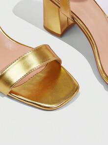 CUCCOO SZL Women Fashion Strap Faux Pearl Decor White High Heel Sandals, Suitable For Outdoor Events, Banquets, Parties And More, Gold Color - Gold - View 5
