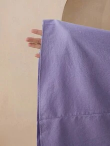 Graceveil Damen lila elegantes Kleid mit asymmetrischem Kragen, Kontrastfarbe und Schleifen-Dekor