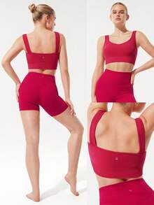 GLOWMODE 无缝U型背运动文胸可拆卸罩杯低冲击瑜伽日常可拆卸罩杯 - 玫紅色 - 查看 8