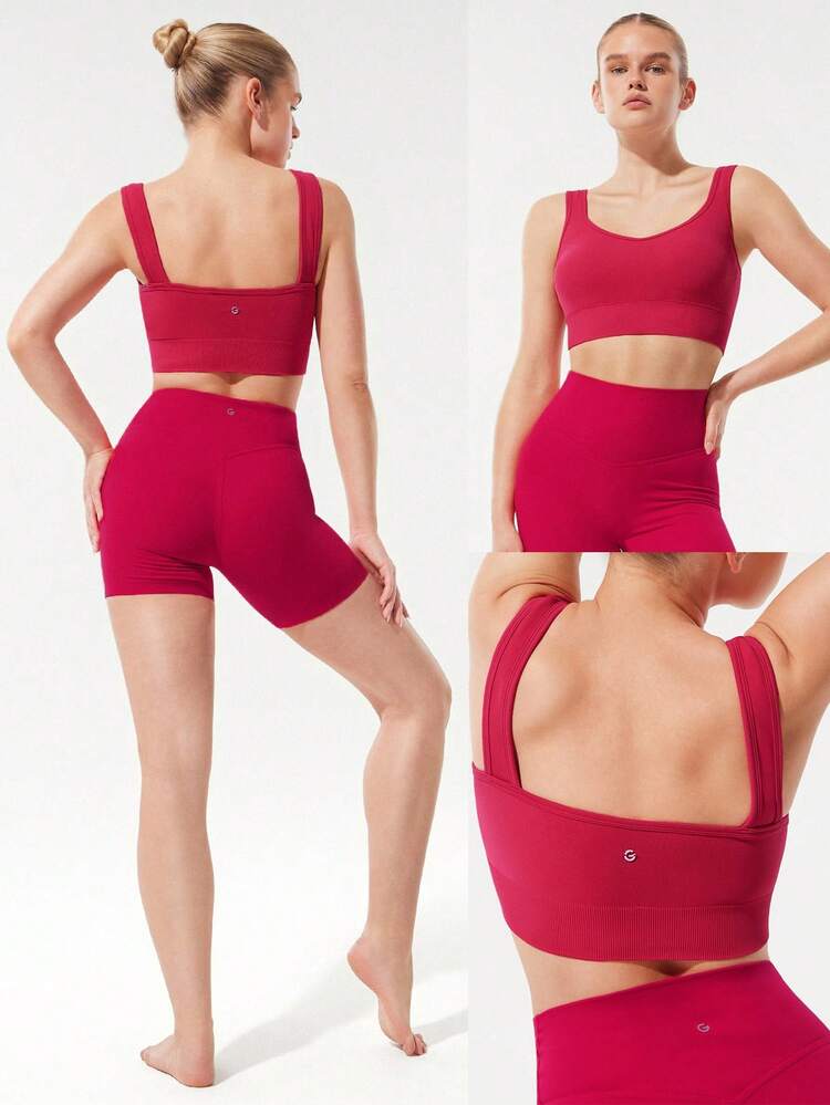 Seamless U-Back Active Bra Removable Cups Low Impact Yoga Pilates Daily Removable Cups