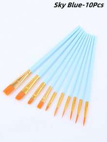 10pcs Artist Brush Set - Suitable For Acrylic, Oil, Watercolor, Face, Nail Art, Detail Painting And Rock Painting,Durable, Ease Of Use, Giftable, Versatile, Back To School,School Supplies