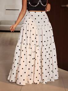 Maweii Jupe élégante à pois pour grandes tailles pour soirée