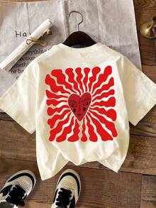 EMERY ROSE Plus Size Graphic Tee, Streetwear Style Short Sleeve T-Shirt, Cute Summer Top