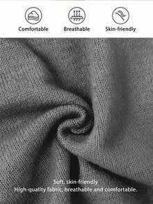 FavEase Women's Casual Solid Color Foldover Off Shoulder Pullover Sweater, Autumn - Grey - View 4