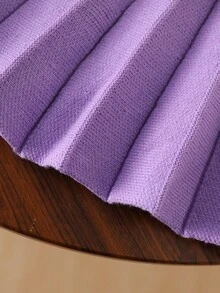 Sparklyn 女童毛衣套装：米色圆领长袖针织开衫，搭配紫色针织迷你裙。优雅时尚的两件套，适合日常穿着、休闲、上学、旅行，秋冬季皆宜。女童毛衣套装两件套，女童百褶裙套装，女童针织套装，女童毛衣裙套装（秋季款）。 - 彩色 - 查看 4