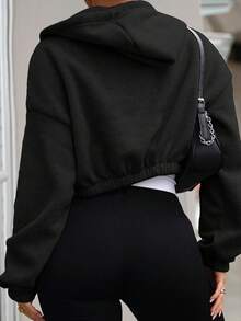 SAYEHFBABY Chaqueta con capucha y cremallera informal para mujer, otoño - Negro - Ver 9