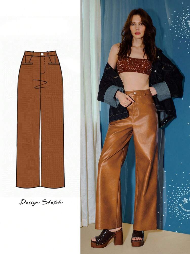S.W.Smiley x MOTF PU LEATHER SLANT POCKET PANTS