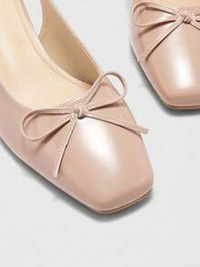 CUCCOO BIZCHIC Women's Fashion Apricot Backstrap Classic Low Chunky Heel Slip-On Pumps, Versatile For Daily, Commute And Work Wear For Christmas Spring Shoes - Dusty Pink - View 7