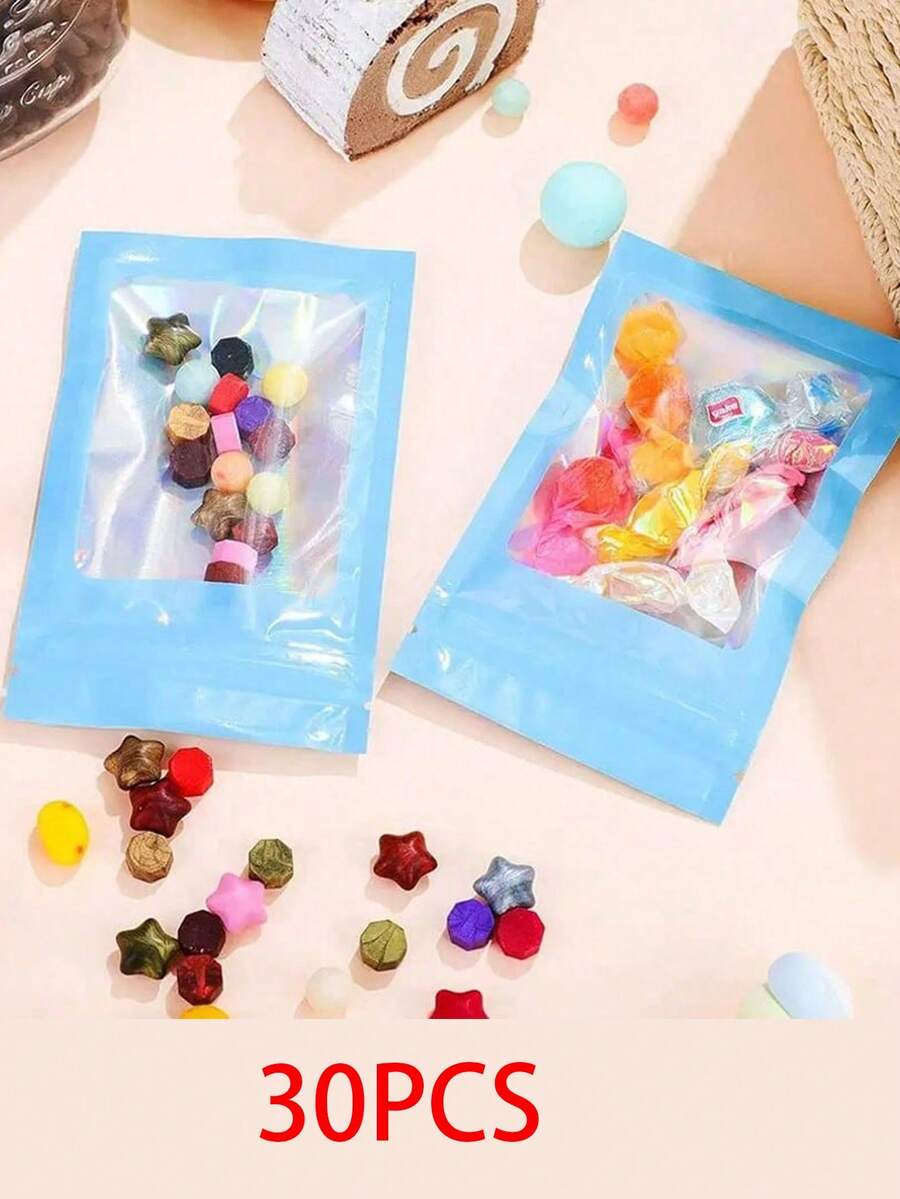 彩虹全息密封袋金属箔袋自锁袋珠宝包装闪亮彩色铝箔袋用于礼品派对节日婚礼圣诞节生日化妆品配件储存 - 多色 - 查看 1