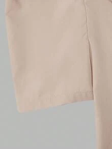 Elladie kids بدلة كاجوال للمراهقات تتكون من قميص أكمام قصيرة منتفخة ذو رقبة على شكل حرف V أحادي الصدر وبنطال، بلون واحد - لون مشمشي - مشاهدة 6