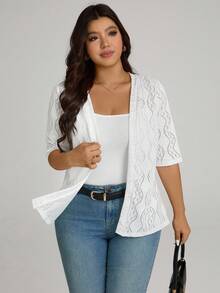 Comfylo Plus Size Fall Women Clothes Leopard Print 7/8 Sleeve Everyday Casual Bomber Jacket Back To School Clothes For Autumn & Winter Fall Clothes For Women Fall Outfits Women - White - View 3