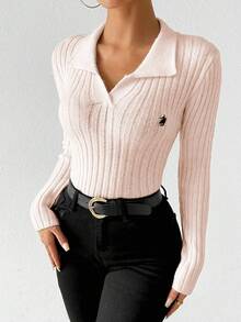 Chiquease Women's Elegant Fitted Long Sleeve Knit Sweater