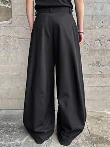 Claim Dot High Waist Designer Men's Wide Leg Pleated Loose Casual Pants, Fall