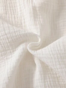 Vintaside Kids 两件套女婴简约舒适白色长袖连体衣，搭配同款帽子，领口和帽檐饰有荷叶边，秋冬季款 - 白色 - 查看 7