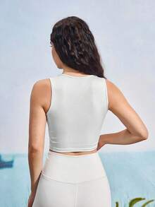 In My Nature Women's Side Pocket Square Neck Cinched Waist Casual Sports Top, Suitable For Running, Outdoor Activities, Spring/Summer